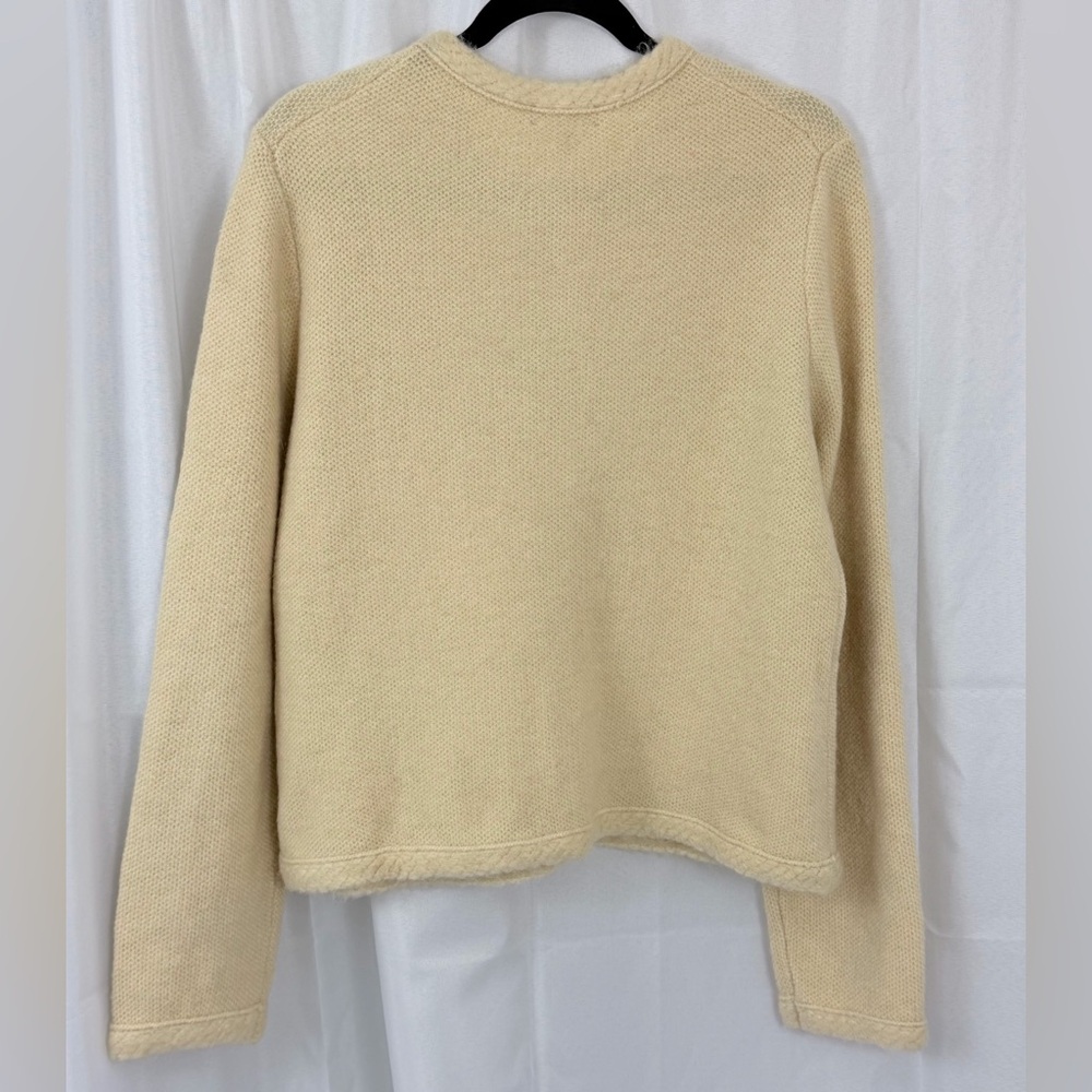 J.Crew Butter Cream Merino & Alpaca Wool Mix Button Up Sweater/Jacket Large MWT - Picture 5 of 8